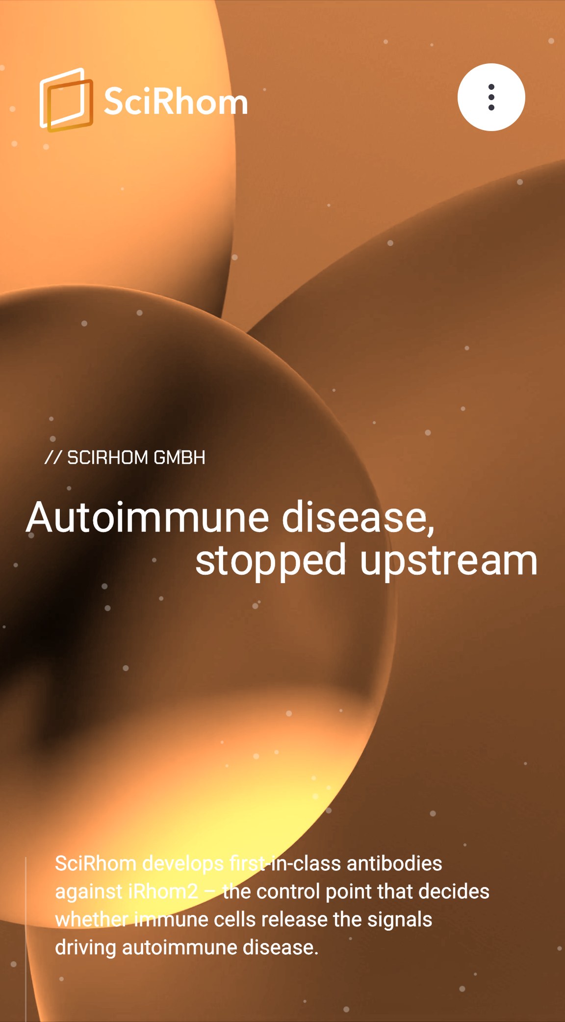 A homepage concept ARTO designed for SciRhom, shown on a phone