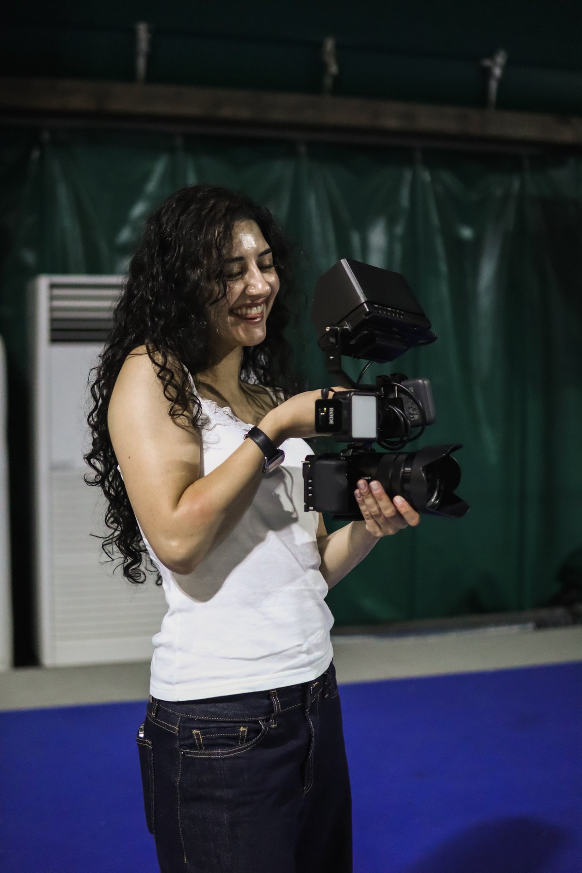 Pixie filming on site